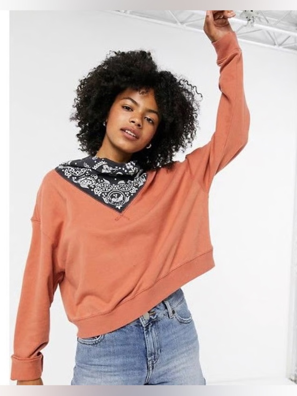 Free People James Bandana Print Pullover Sweatshirt - size m